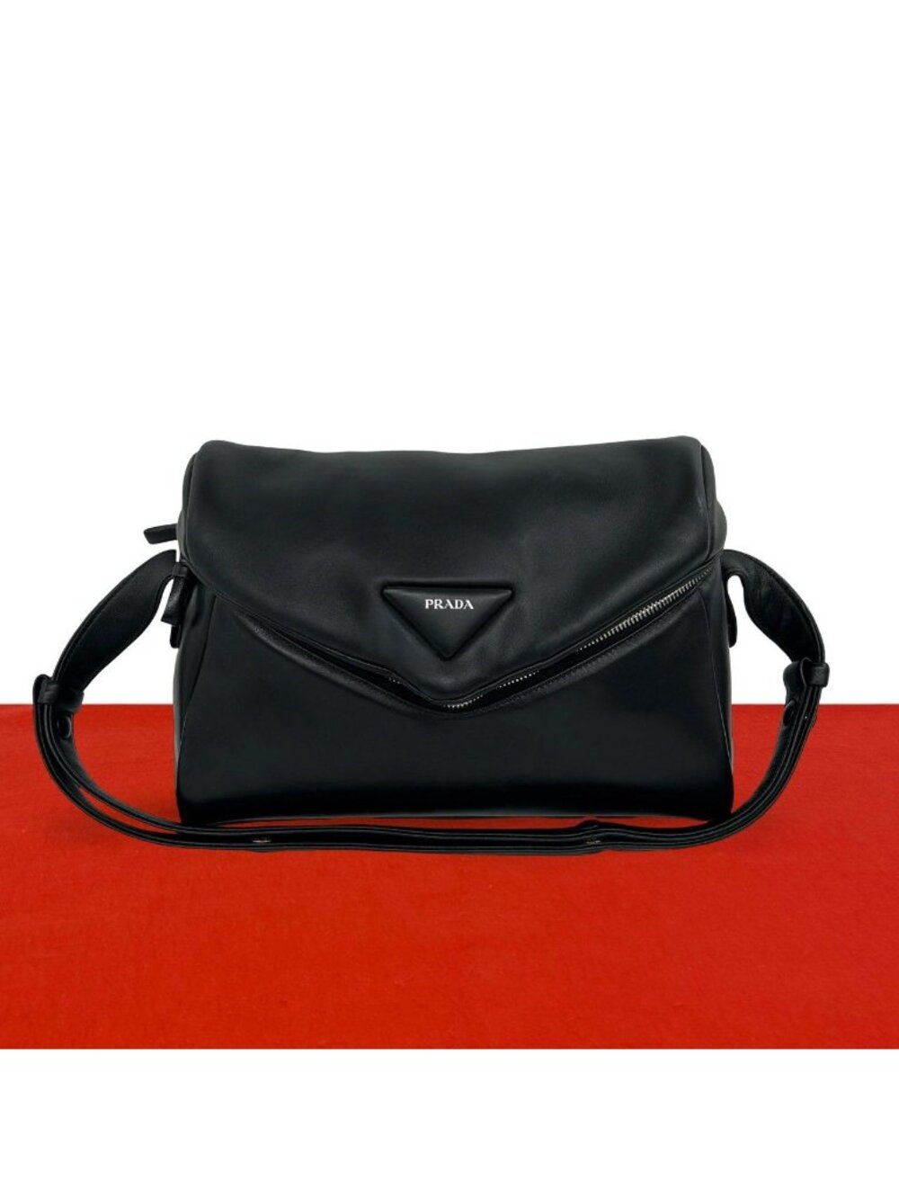 Prada Signeau Triangle Logo Nappa Leather Shoulder Bag Pochette Crossbody Cross